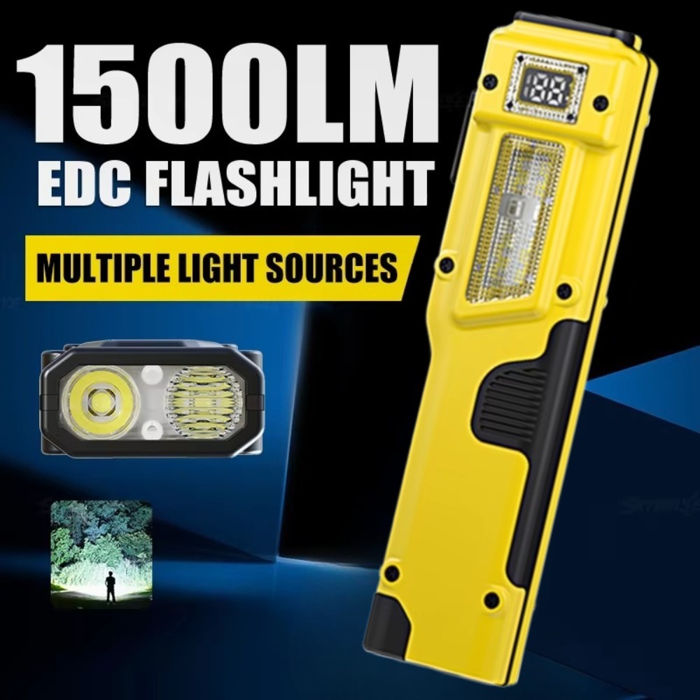 Light Switch - 超薄型 EDC 充電式 LED 懐中電灯バッテリーディスプレイデュアルスイッチポケットペンライトポータブルワークライトハイキングキャンプ用