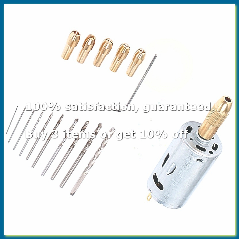 Drill Bits - ミニ電動ハンドドリルビットセット DC 12Vモーター 0.5-3mm HSSツイストドリルビット 5個のチャックコレット付き